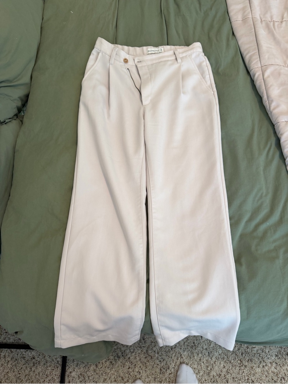 Abercrombie & Fitch Cream Wide-Leg Trousers